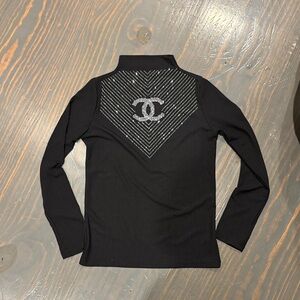 CC Black Long Sleeve Top with Silver Logo